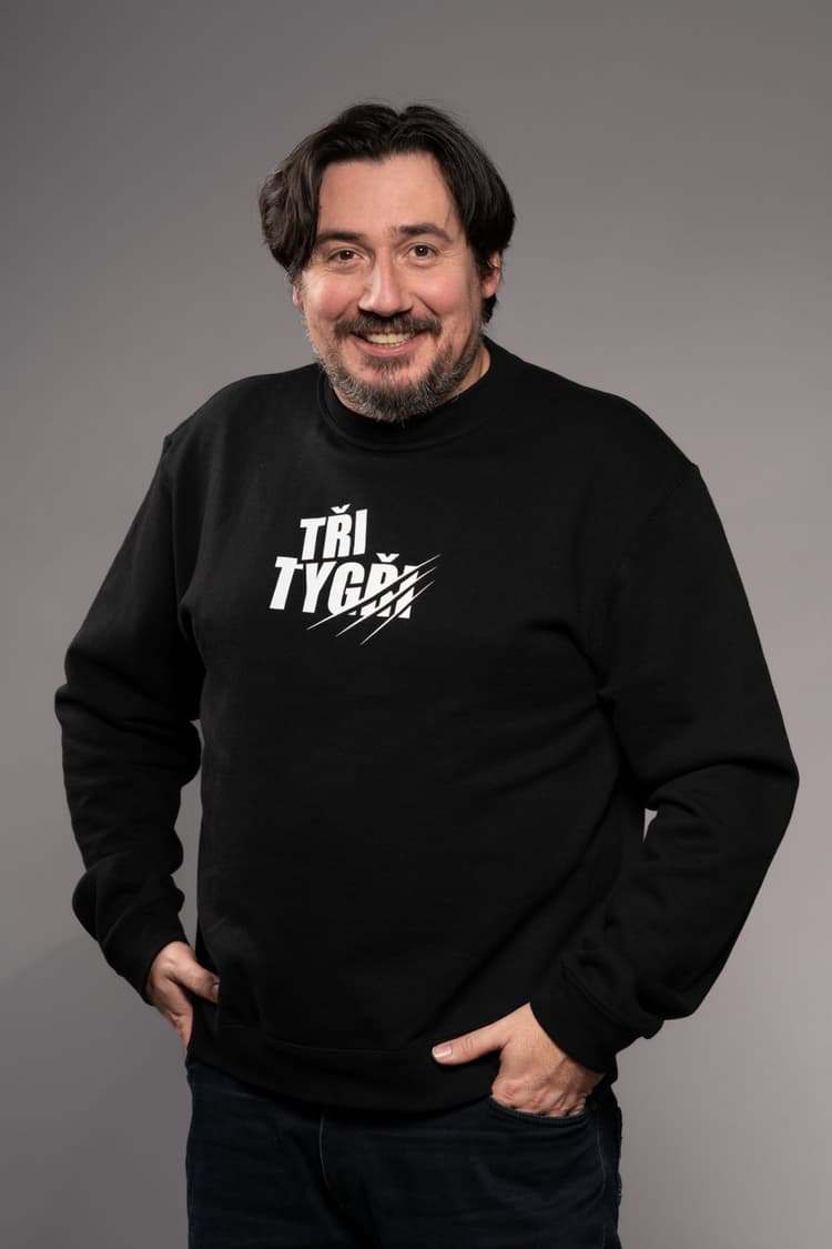 Mikina Tři tygři (bez kapuce) - černá pánská